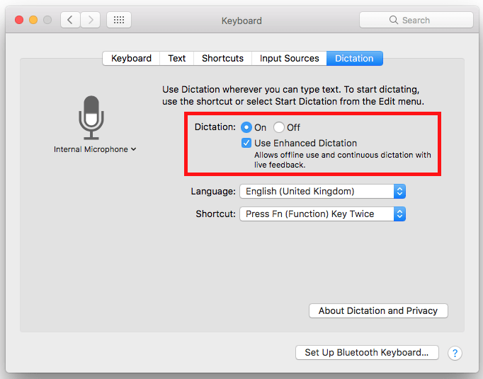 Fig 4 - macOS 10.12 Sierra – Dictating text