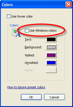 The 'Colors' dialog box