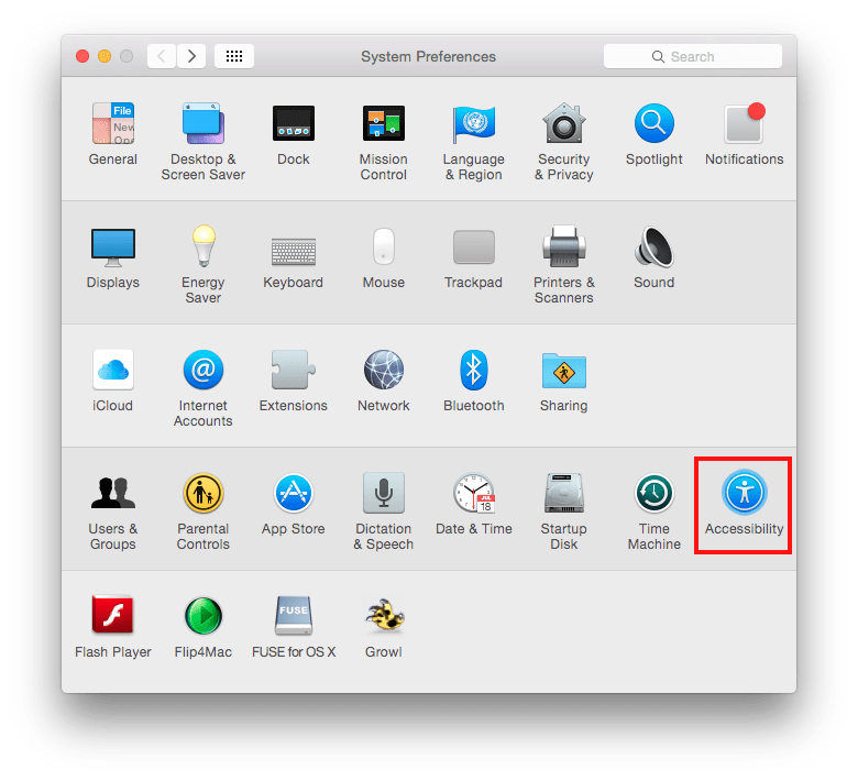 Fig 2 - Apple OS X 10.10 Yosemite - Magnifying the screen - System Preferences Accessibility