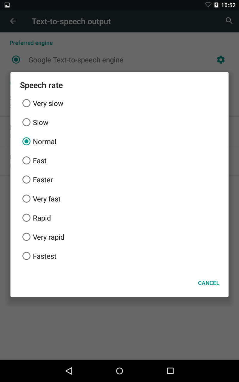 Fig 4 - Android Lollipop 5.0.0 - Text to speech output - Speech rate