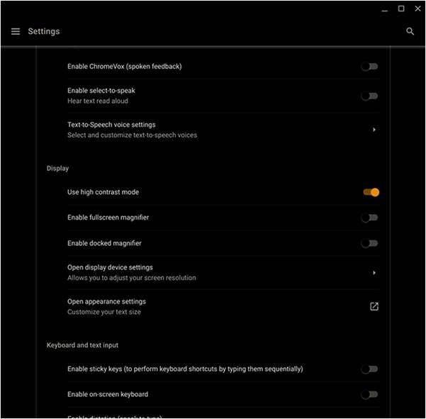 How to use high contrast mode on a Chromebook