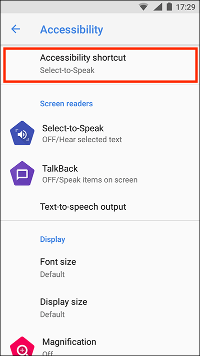 Tap Accessibility shortcut