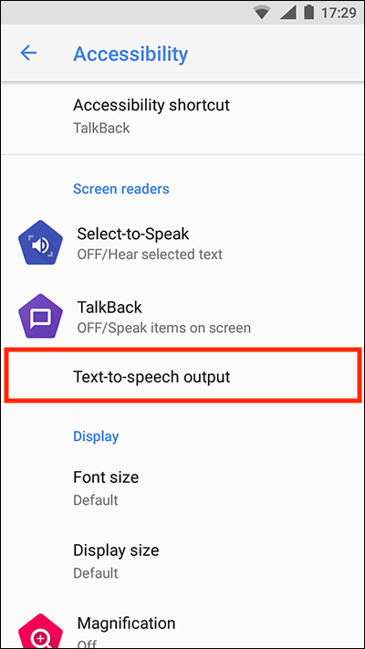 Tap Text-to-speach output