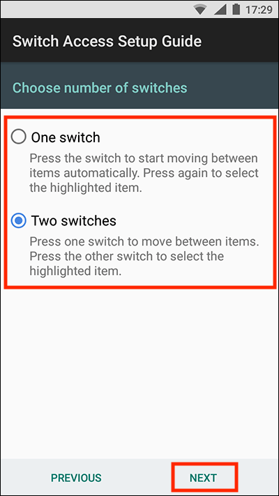 Choose the number of Switches you want to use, tap next