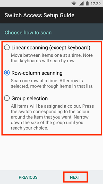 Choose how to scan, tap next