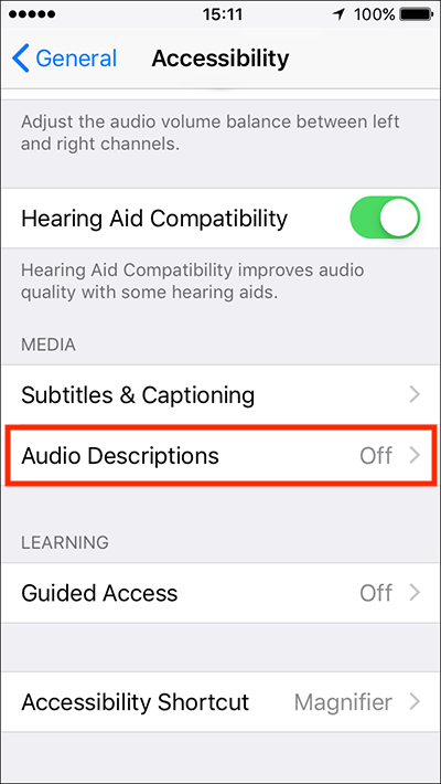 Tap Audio Descriptions