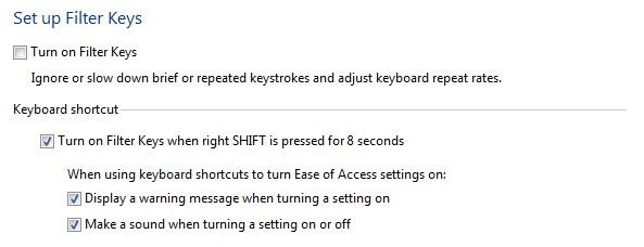 keyboard shortcut for settings