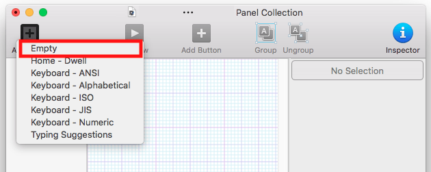 Add panel, add Empty panel