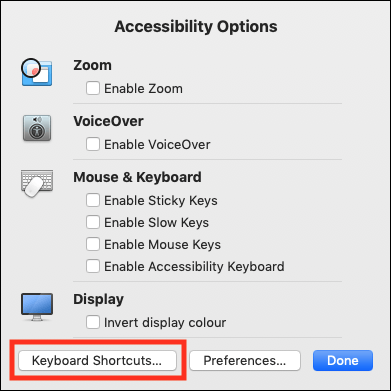 Click the Keyboard Shortcuts… button
