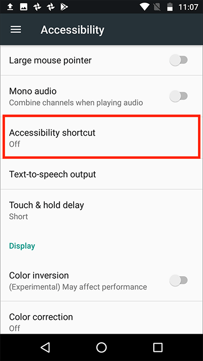 Android 7 Nougat – Accessibility shortcut Fig 1