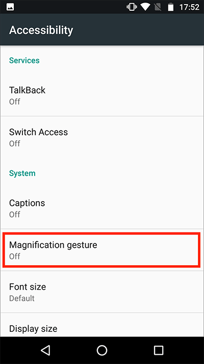 Fig 3 - Android 7 Nougat - Magnification Gestures