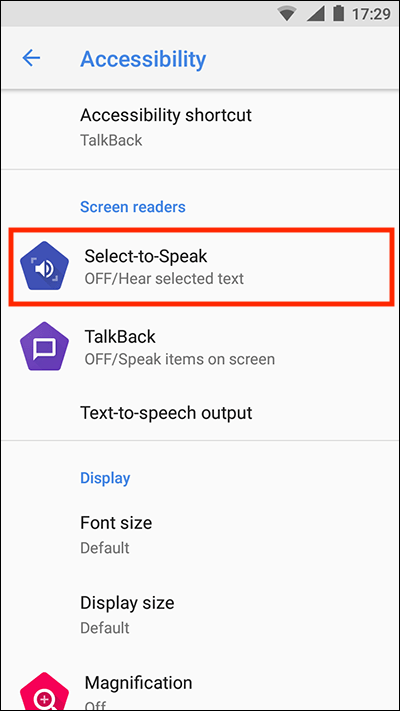Tap Select-to-Speak