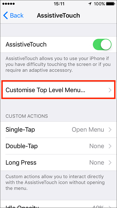 AssistiveTouch – iPhone/iPad/iPod Touch iOS 10, iOS 11 Fig 4