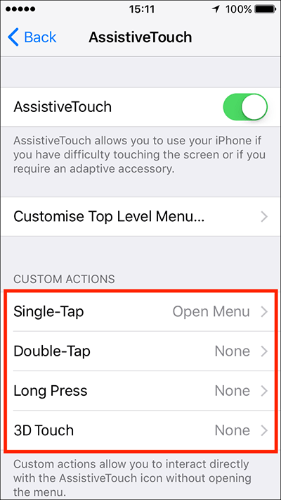 AssistiveTouch – iPhone/iPad/iPod Touch iOS 10, iOS 11 Fig 8