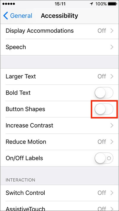 How to change the appearance of button shapes on iPhone/iPad/iPod Touch