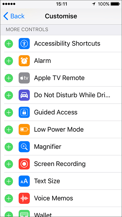 Control Centre – iPhone/iPad/iPod Touch iOS 11 Fig 5