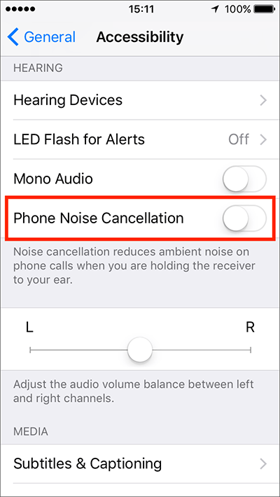 Hearing – iPhone/iPad/iPod Touch iOS 10, iOS 11 Fig 7