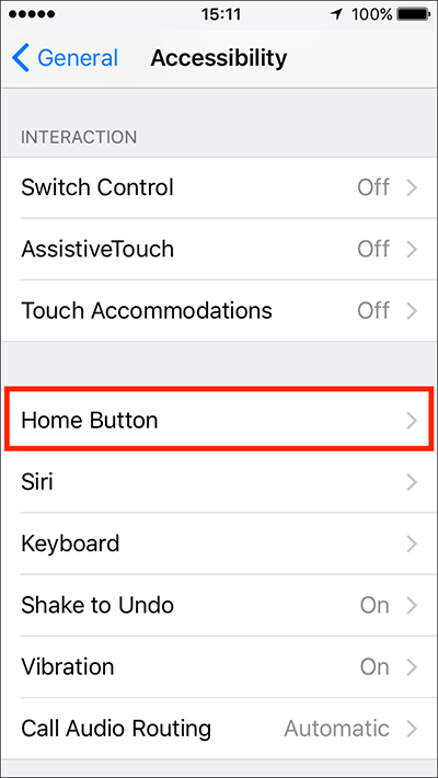 Home Button options – iPhone/iPad/iPod Touch iOS10, iOS 11 Fig 1