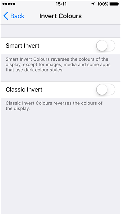 Invert Colours – iPhone/iPad/iPod Touch iOS 12 Fig 3