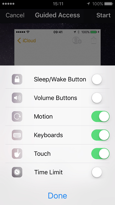 Fig 16 - Guided Access – iPhone/iPad/iPod Touch iOS 10