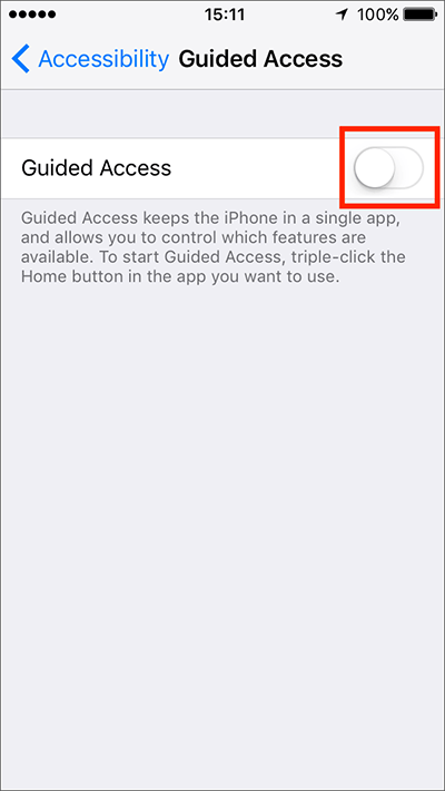 Fig 5 - Guided Access – iPhone/iPad/iPod Touch iOS 10