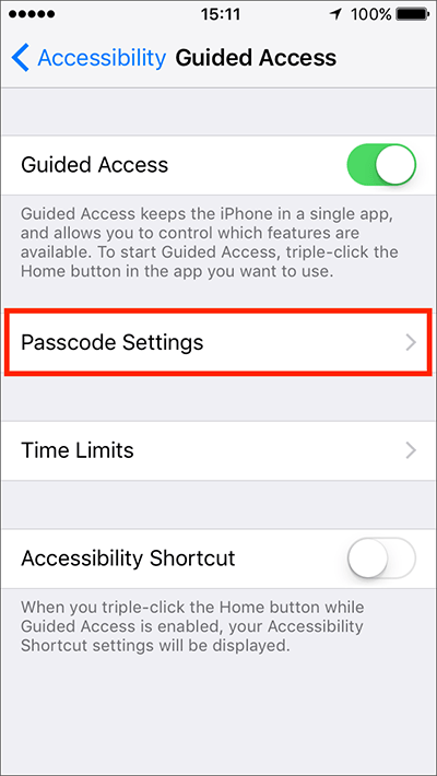 Fig 6 - Guided Access – iPhone/iPad/iPod Touch iOS 10