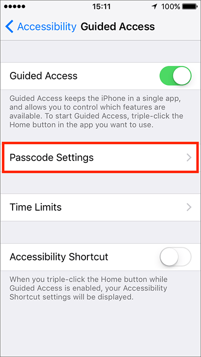 Tap Passcode Settings