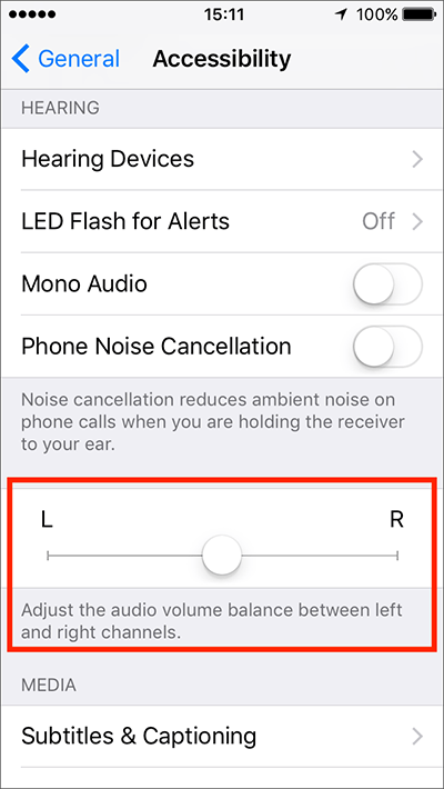 Fig 11 - Hearing – iPhone/iPad/iPod Touch iOS 10