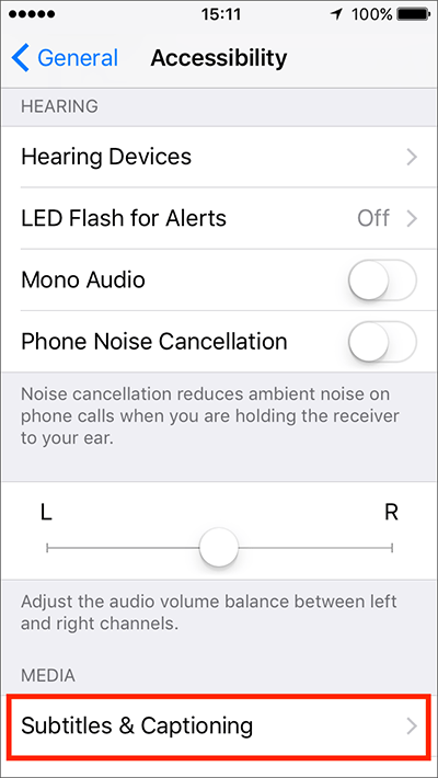 Fig 12 - Hearing – iPhone/iPad/iPod Touch iOS 10