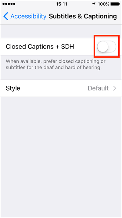 Fig 13 - Hearing – iPhone/iPad/iPod Touch iOS 10