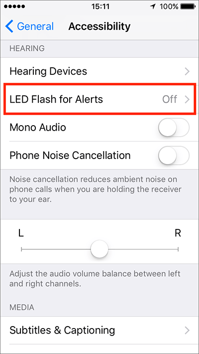 Fig 6 - Hearing – iPhone/iPad/iPod Touch iOS 10