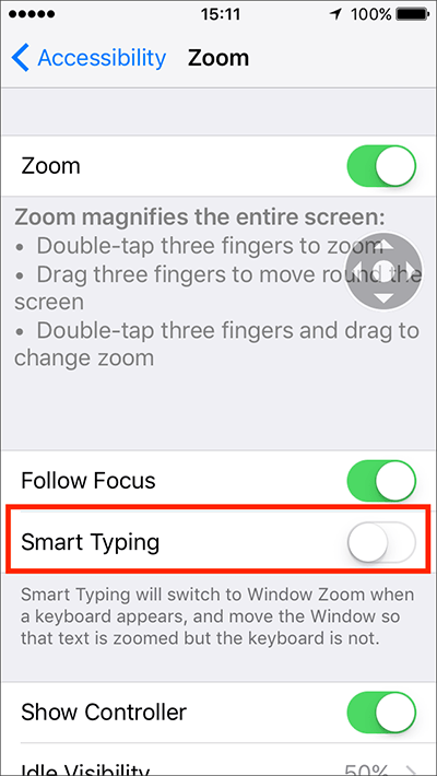 Tap the toggle switch for Smart Typing