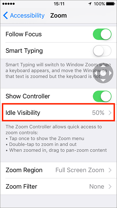 Tap Idle Visibility