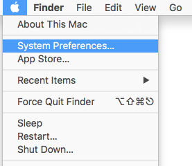 The Apple menu with System Preferences highlighted