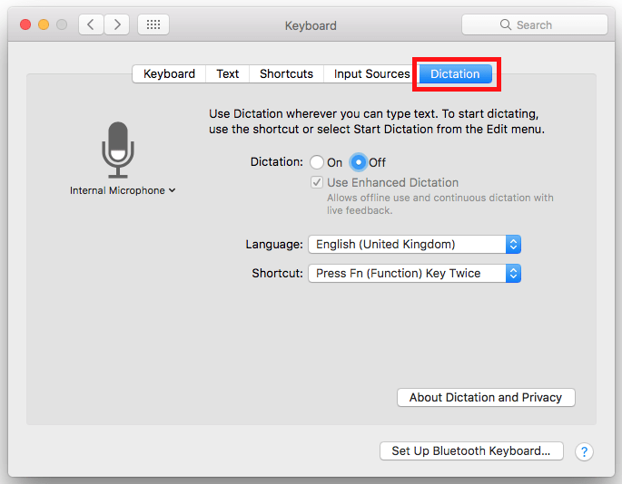 activate dictation on mac