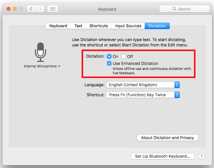 Fig 4 - macOS Mojave – Dictating text