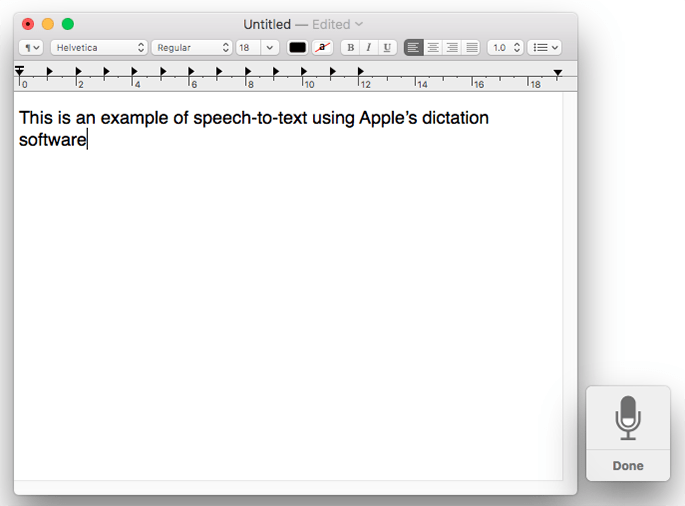 Fig 5 - macOS Mojave – Dictating text
