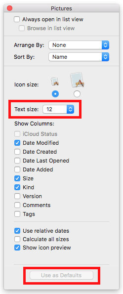 mac increase font size high sierra