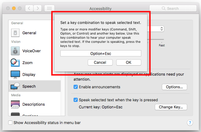 Fig 15 - macOS Mojave – Making your computer talk