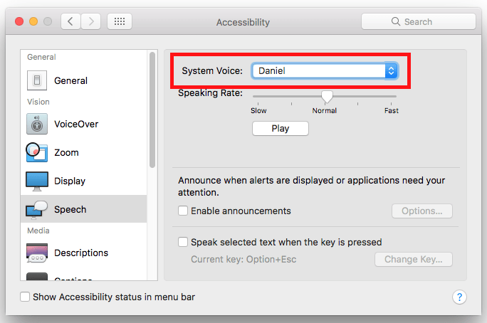 Fig 16 - macOS 10.12 Sierra – Making your computer talk