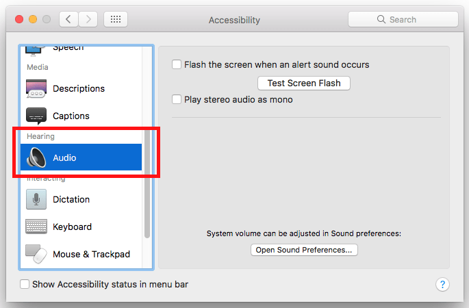 Fig 3 - macOS 10.12 Sierra - Visual alerts