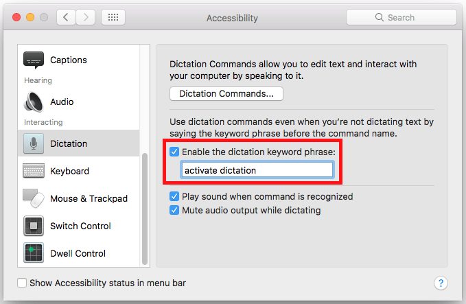 shortcut for dictation on mac