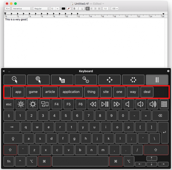 Auto-suggestions on the Accessibility Keyboard