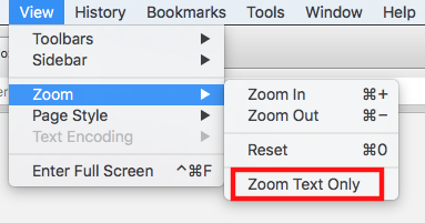 Fig 4 - Firefox for macOS – Making text larger