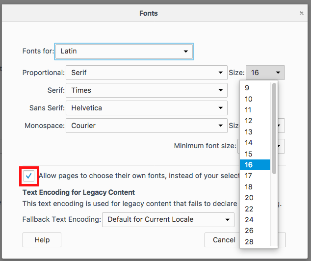Fig 8 - Firefox for macOS – Making text larger