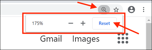 Click on the magnifying glass icon in the Chrome address bar and click plus and minus to zoom in and out