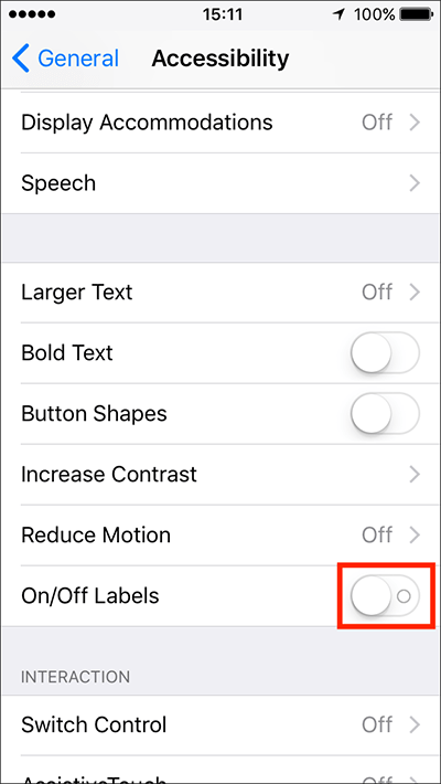 On/Off Labels– iPhone/iPad/iPod Touch Fig 1