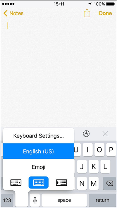 One-handed keyboard – iPhone iOS 11 Fig 2