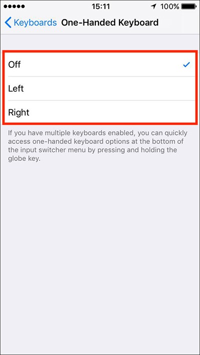 One-handed keyboard – iPhone iOS 11 Fig 8