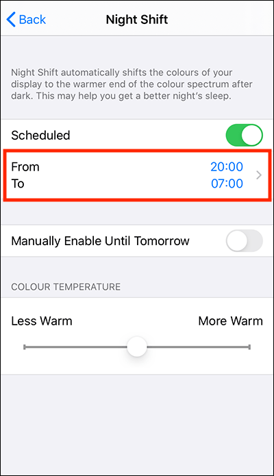 How to reduce blue light intensity on iPhone/iPad/iPod Touch iOS